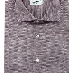 Camicia Uomo Slim Fit 100% cotone fantasia bordeaux tramata