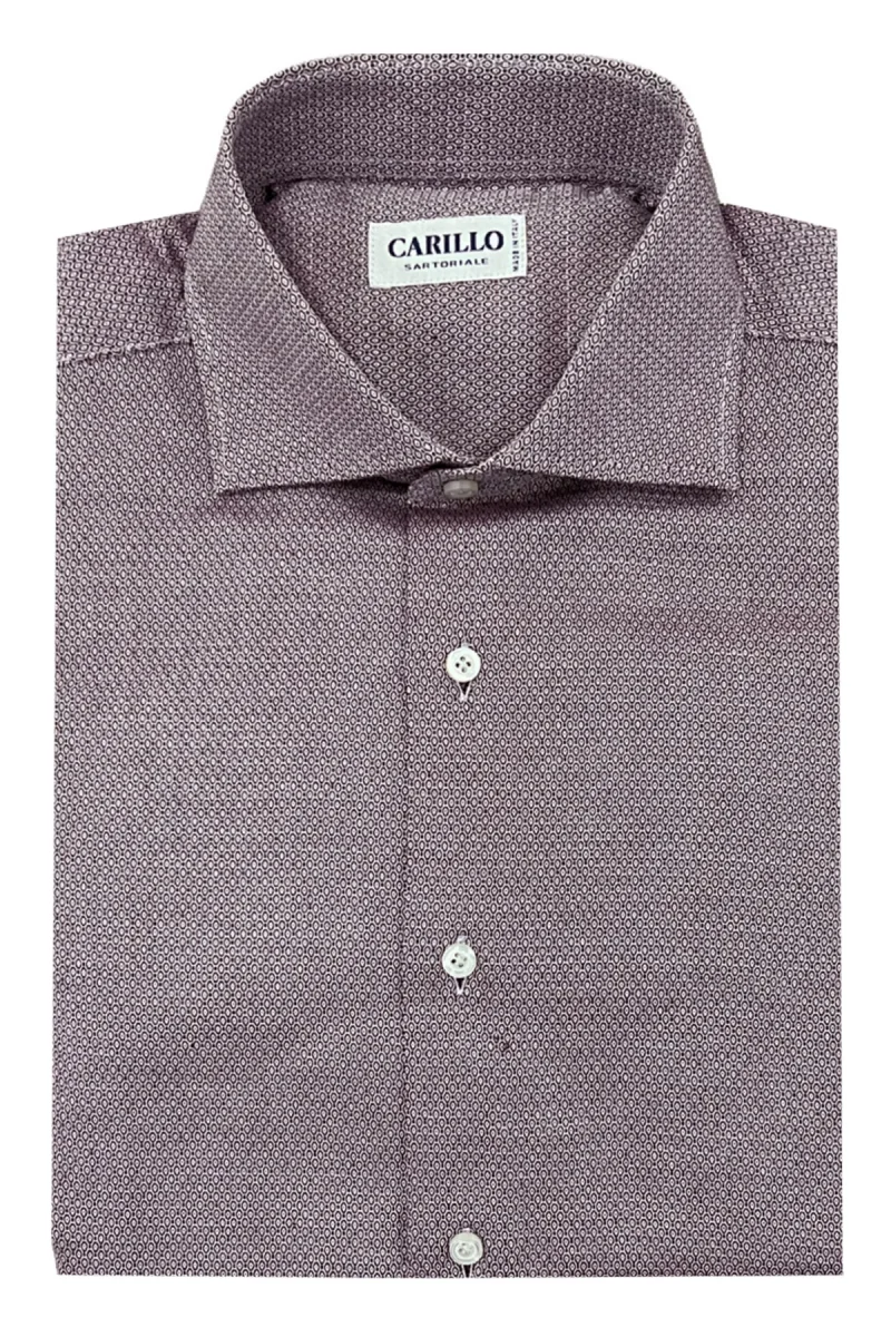 Camicia Uomo Slim Fit 100% cotone fantasia bordeaux tramata