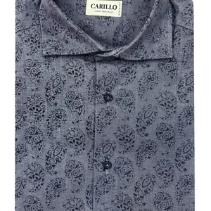Camicia uomo cotone slim fit fantasia etro su base denim