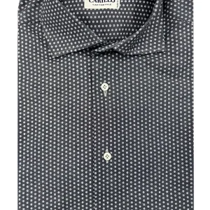 Camicia uomo cotone slim fit fantasia fiori su base denim