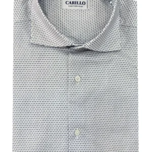 Camicia uomo in cotone fisso fantasia frecce blu fondo bianco