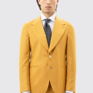 Giacca Monopetto Senape Uomo Fresco Lana Super 140’s Holland & Sherry Rever A Lancia 12cm
