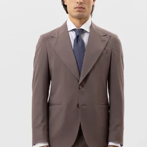 Giacca Monopetto Fango Tinta Unita Uomo Rever A Lancia 13cm Tasche A Filo