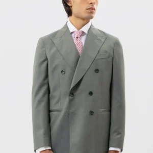 Giacca Verde Solaro Doppiopetto Uomo In Fresco Lana Vitale Barberis Canonico Con Rever A Lancia Tasche A Filo