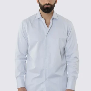 CAMICIA GRIGIO PERLA REGULAR FIT 100% COTONE NO IRON TINTA UNITA COLLO SEMI FRANCESE POLSO SMUSSATO MILETA TESSUTI