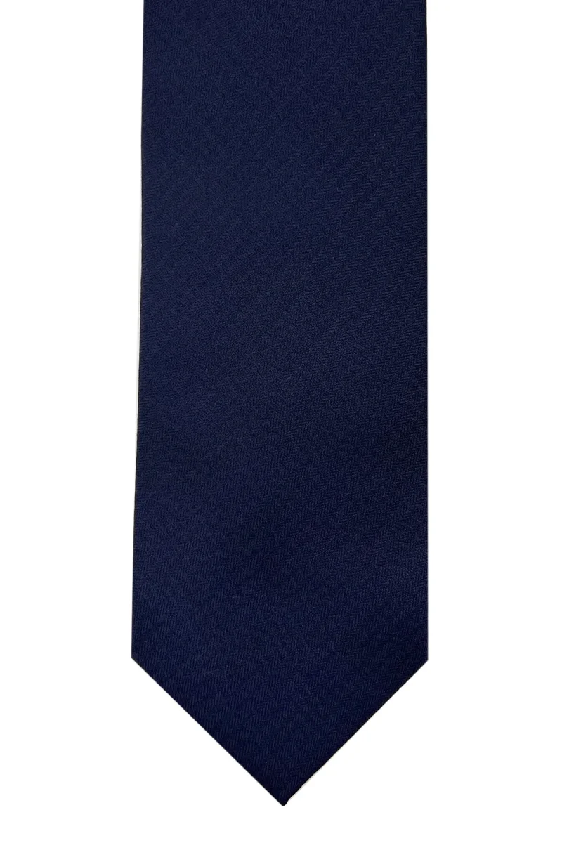 Cravatta uomo blu spigata Bristol tessuti fresco lana 100% super 130’s cucita a mano 9cm - immagine 2