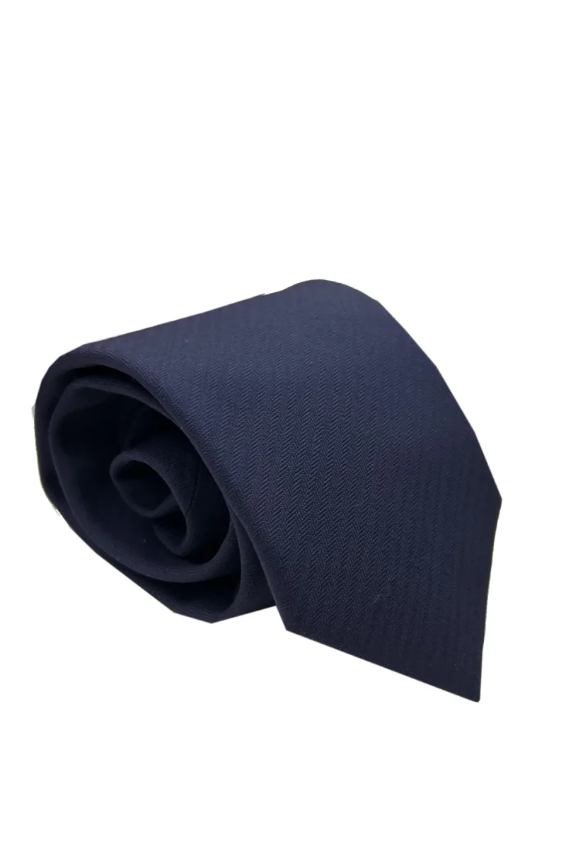 Cravatta uomo blu spigata Bristol tessuti fresco lana 100% super 130’s cucita a mano 9cm - immagine 3