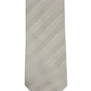 Cravatta beige rigata tinta su tinta 9cm fatta a mano