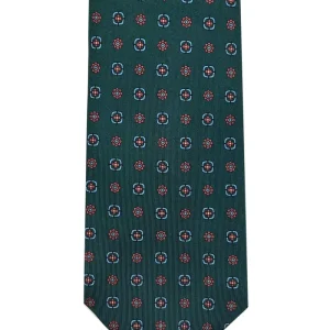 Cravatta uomo verde fantasia in seta 100% cucita a mano