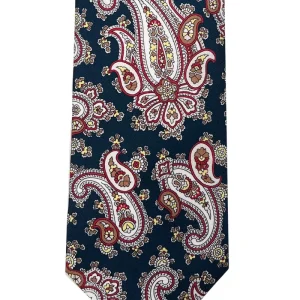 Cravatta uomo blu fantasia in seta 100% cucita a mano