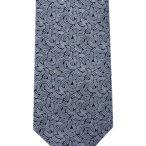 Cravatta uomo blu fantasia in seta 100% cucita a mano