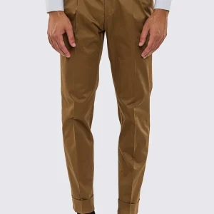 Pantalone uomo Coccio vita alta fibbie laterali tasca america in cotone risvolto 5cm made in italy