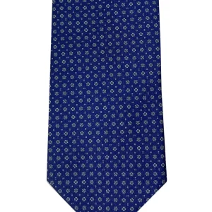 Cravatta uomo blu 9cm fantasia in pura seta cucita a mano