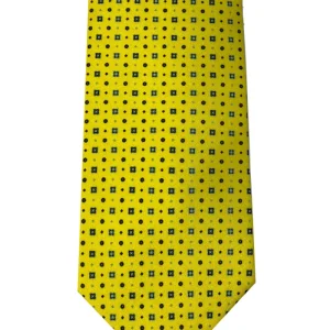 Cravatta uomo gialla 9cm fantasia in pura seta cucita a mano