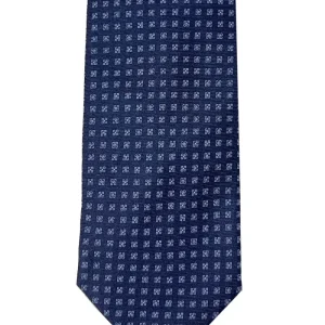 Cravatta uomo blu 9cm fantasia in pura seta cucita a mano