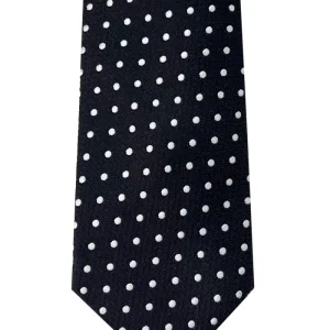 Cravatta uomo nera 9cm fantasia in pura seta cucita a mano