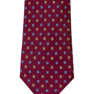 Cravatta uomo bordeaux 9cm fantasia in pura seta cucita a mano