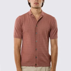 Polo mezze maniche rosa da uomo con treccia quadrata interna ed elastici sulle maniche e sul fondo 100% cotone di filo tinta unita