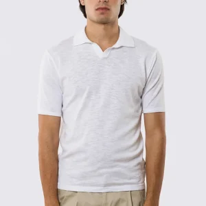 Polo mezze maniche bianca da uomo finezza 14 con elastici sulle maniche e sul fondo 100% cotone di filo tinta unita