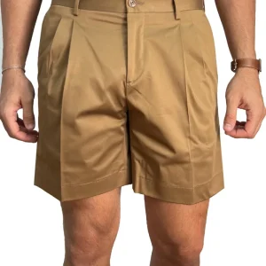 Bermuda uomo coccio con doppia pinces vestibilità Regolare tasca america in cotone made in italy