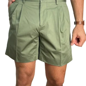 Bermuda uomo verde militare con doppia pinces vestibilità Regolare tasca america in cotone made in italy