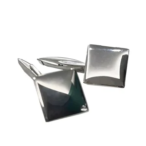 Gemelli da camicia in argento lucido forma quadrata 1,5 cm di larghezza 1,5 cm lunghezza
