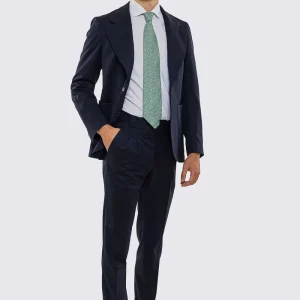 Abito uomo Monopetto blu notte fresco lana super 130’s Vitale Barberis Canonico sfoderata Rever a lancia tasche a toppe