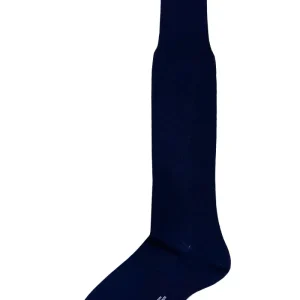 Calzini uomo blu filo di scozia lunghezza ginocchio tinta unita made in italy