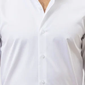 Camicia Uomo regular fit bianca in cotone Elastico Collo semi francese tinta unita sartoriale