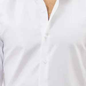 Camicia Uomo Bianca regular fit in cotone 100% Collo semi francese tinta unita sartoriale