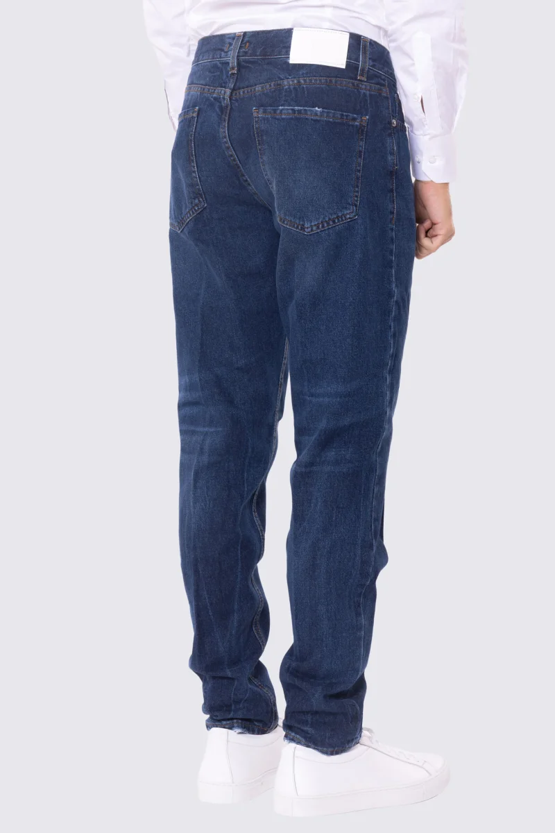 Jeans da uomo lavaggio medio 5 tasche con lievi sabbiature vestibilità regular - immagine 4