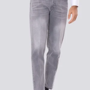 Jeans da uomo grigio modello 5 tasche con lievi sabbiature vestibilità regular 100% cotone