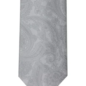 Cravatta uomo grigia damascata misura 9cm in misto lana cucita a mano.