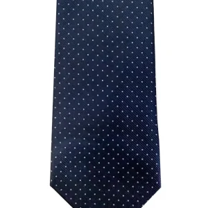 Cravatta uomo 8cm blu fantasia pois celesti effetto seta.