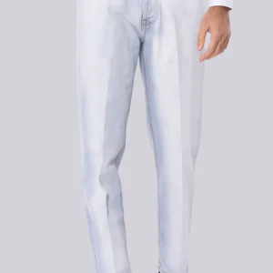 Jeans marmorizzato lavaggio chiaro da uomo modello 5 tasche con lievi sabbiature vestibilità regular