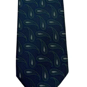 Cravatta uomo blu 9cm fantasia in pura seta cucita a mano