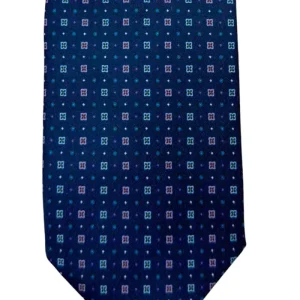 Cravatta uomo blu 9cm fantasia in pura seta cucita a mano