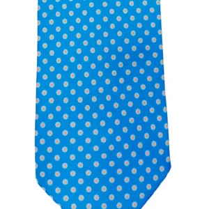 Cravatta uomo azzurra 9cm fantasia in pura seta cucita a mano