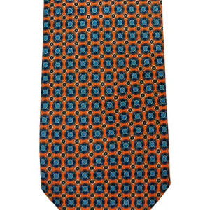 Cravatta uomo arancio 9cm fantasia in pura seta cucita a mano