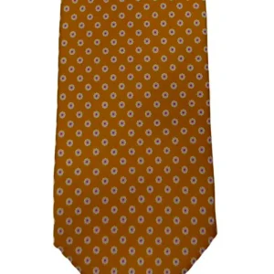 Cravatta uomo arancio 9cm fantasia in pura seta cucita a mano