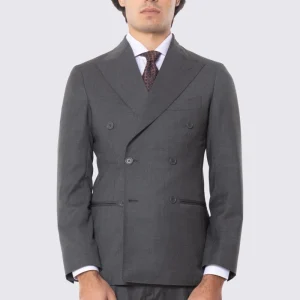 Abito verde con giacca Doppiopetto rever a lancia tasche a filo e pantalone vita alta con doppia pinces e risvolto 5cm 100% lana Flanella Carillo Drapers