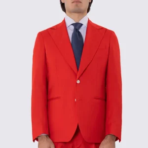 Abito uomo monopetto rossa fresco lana super 130’s Bristol Tessuti Napoli rever a lancia