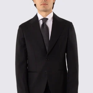 Abito uomo Monopetto nero fresco lana super 110’s Tessuti in esclusiva Sartoria Carillo completamente sfoderato con Rever a lancia e tasche a filetto