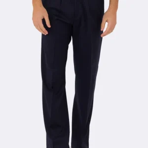 Pantalone japan blu navy con passanti uomo  in fresco lana super 110’s Tessuti in esclusiva Sartoria Carillo  vita alta doppia pinces