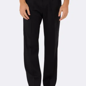 Pantalone japan nero con passanti uomo  in fresco lana super 110’s Tessuti in esclusiva Sartoria Carillo  vita alta doppia pinces