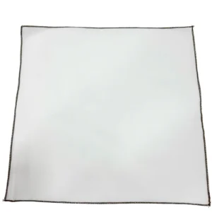 Pochette uomo bianca tinta unita con bordino Marrone in cotone 100%