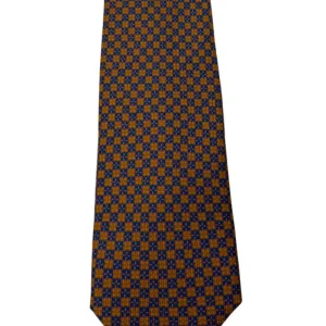 Cravatta uomo blu fantasia in pura seta cucita a mano lavorazione 3 pieghe 9cm .