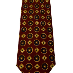 Cravatta uomo Bordeaux fantasia in pura seta cucita a mano lavorazione 3 pieghe 9cm.