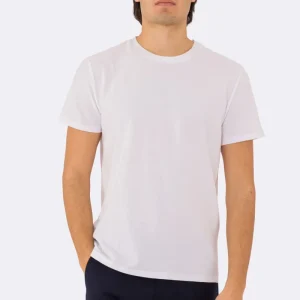 T-shirt da uomo Bianca in piquet 100% cotone mezza manica slim fit tinta unita Made In Italy