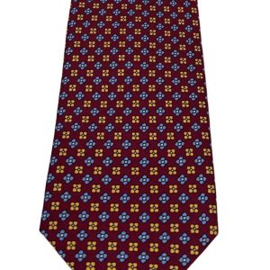 Cravatta uomo bordeaux fantasia in pura seta cucita a mano costruzione 3 piege larghezza 9cm